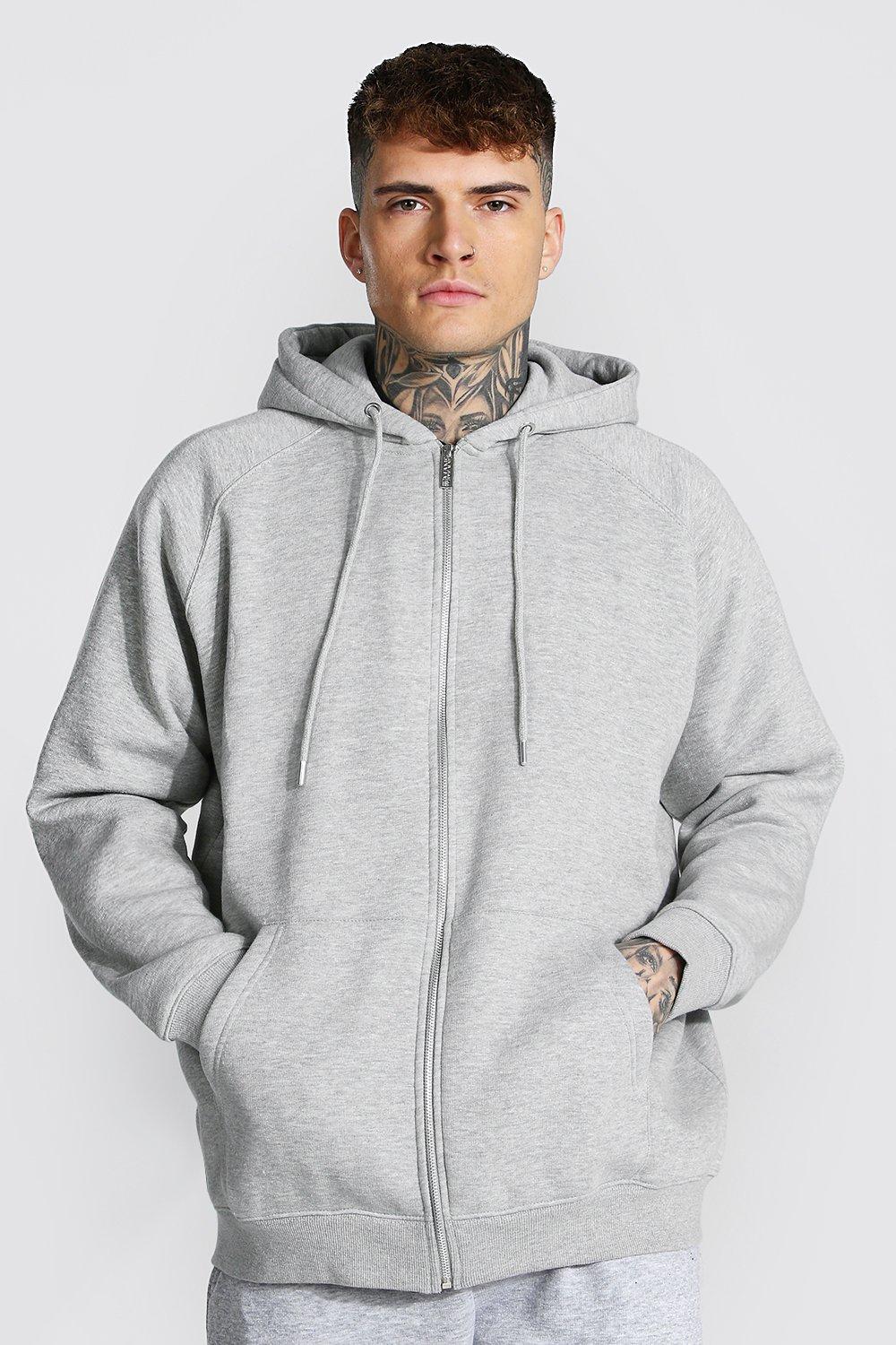 Oversized Zip Through Raglan Hoodie